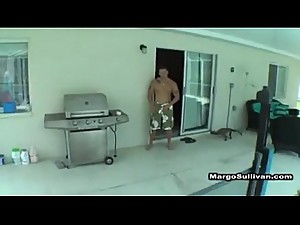 Margo Sullivan And Her Son On The Poolside