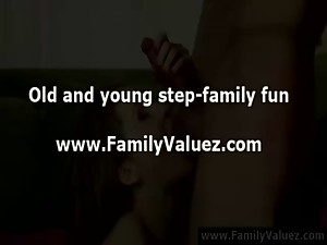 Daughter sucking older cock in family play