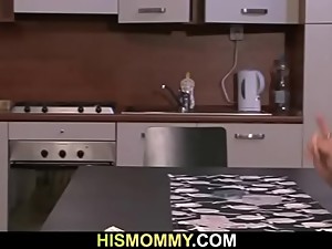 Old mom toying her son'_s girl