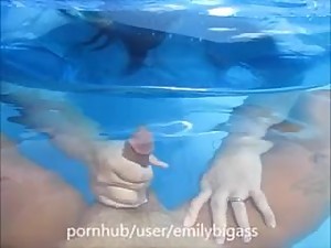 mom sneaks step son underwater handjob &